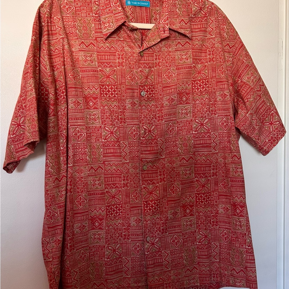 Tori Richard Red Geometric Men's Shirt